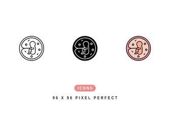 Fetus Icon. Baby Womb Embryo Symbol Stock Illustration. Vector Line Icons For UI Web Design And Presentation