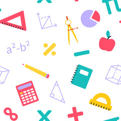 The concept of school education. Seamless pattern with doodles. Vector illustration