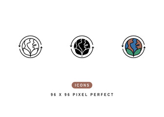 Sustainable Icon. Eco Recycle Environment Symbol Stock Illustration. Vector Line Icons For UI Web Design And Presentation