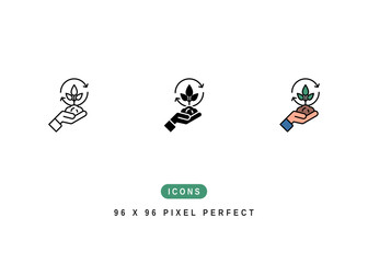 Sustainable Icon. Eco Recycle Environment Symbol Stock Illustration. Vector Line Icons For UI Web Design And Presentation