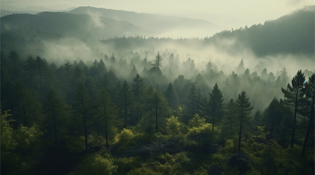 Foggy Forest Top View 