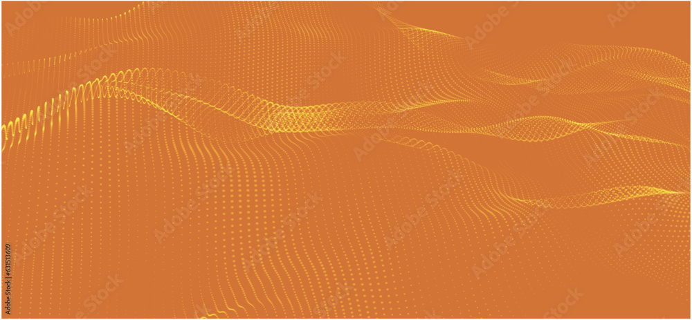 Poster wave of particles. futuristic dots pattern on dark background. big data digital code. technology or 