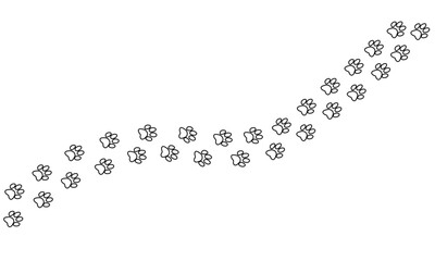 cat footprints on white background. line art vector
