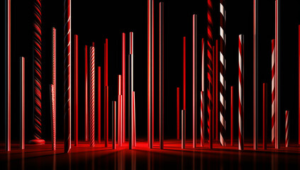 Delicious red and white candy canes, christmas time. AI generated