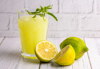 Lemonade with lemon and mint