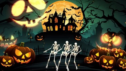 Halloween Template Bats on Moon Night Background