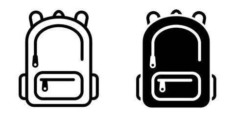 ofvs423 OutlineFilledVectorSign ofvs - school backpack vector icon . back to school concept . isolated transparent . black outline and filled version . AI 10 / EPS 10 / PNG . g11763