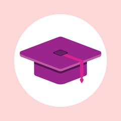 College graduation degree cap, illustration vector icon. 