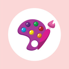 Color palette with paints and brushes illustrations icon vector. 