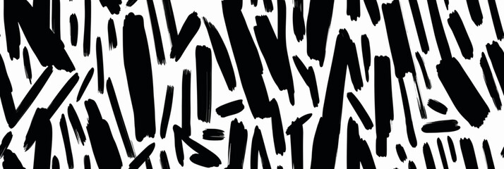 Seamless repeating dashed lines black and white pattern isolated on a transparent background. 