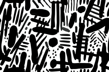 Seamless repeating dashed lines black and white pattern isolated on a transparent background. 