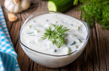Traditional delicious appetizer; tzatziki (Turkish name; cacik)