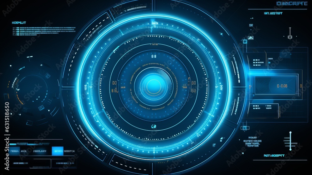 Poster futuristic circle vector hud, gui, ui interface screen design. abstract style on blue background. ab