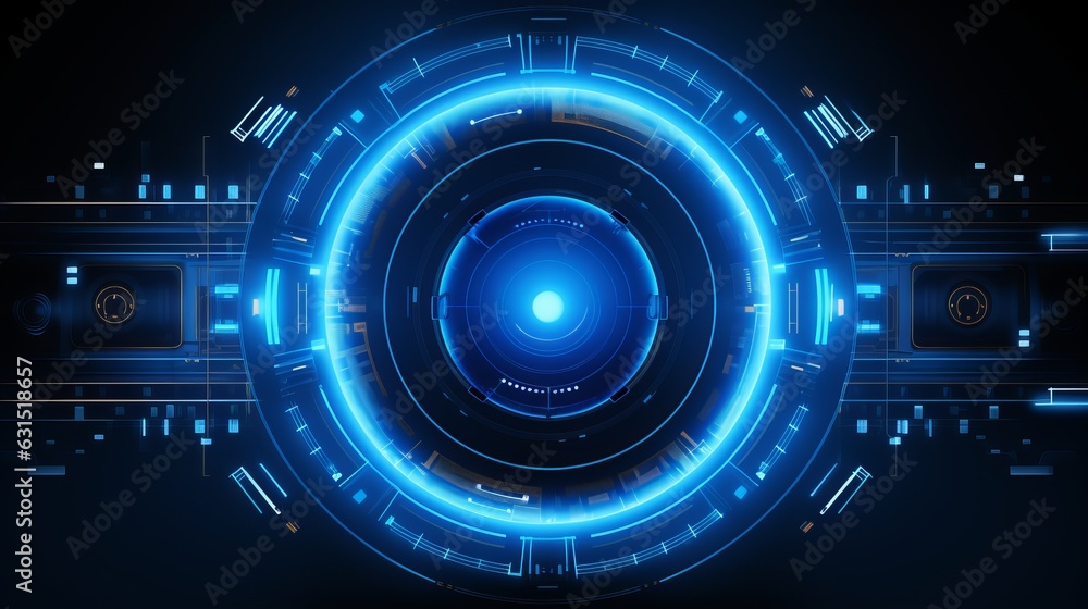 Poster futuristic circle vector hud, gui, ui interface screen design. abstract style on blue background. ab