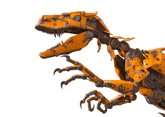 Obraz premium rusty raptor robot side close up view