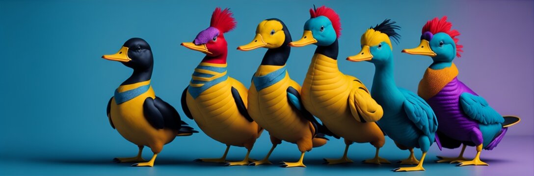 Duck bird in a group. Ai Generated