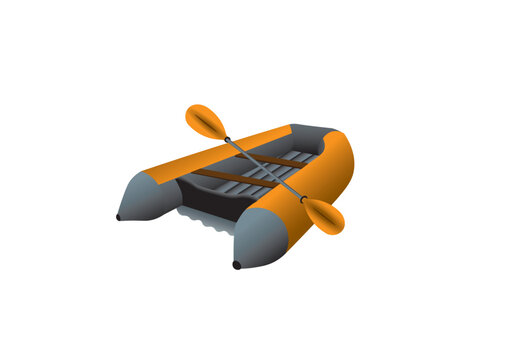 3d illustration of an inflatable boat on a white background. Vector illustration