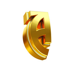 3d render letter font gold