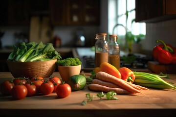 Сolorful various fresh organic ripe vegetables on the table for prepare healthy nutrition