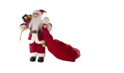 Santa Claus with a huge bag on the run to delivery christmas gifts