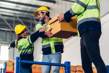 Warehouse worker working in warehouse storage. Foreman or worker work at factory site check up products in site. Inventory worker working in  factory Storehouse