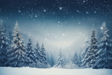 Fototapeta na wymiar Winter background with snow and spruce, aesthetic look