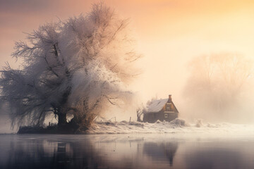 Winter scene, soft light photography