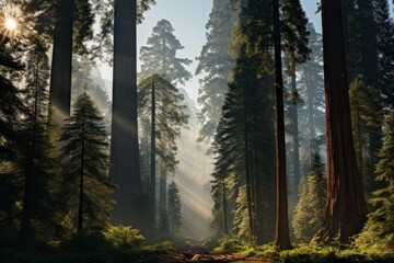 Towering Sequoia Forest with Massive Ancient Trees, Generative AI