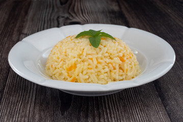 Turkish cuisine; carrot rice pilaf (Turkish name; Havuclu pilav)