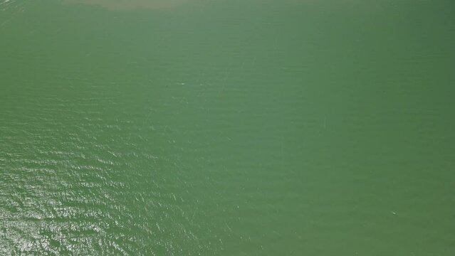 Lake Reschensee in Tirol with the sunken church tower