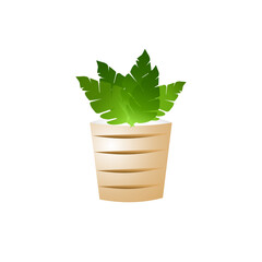 The illustration of plant is planting in pot for icon eco plant in door plant concept