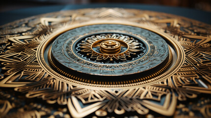 Fototapeta na wymiar Intricate Mandala with Metallic Gold Accents for a Luxurious Feel 