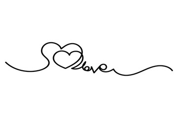 Love and heart with line art vector illustrations