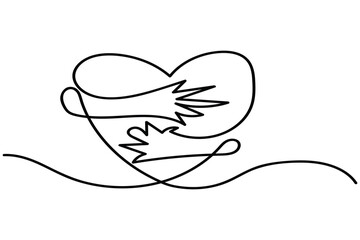 Love and heart with line art vector illustrations