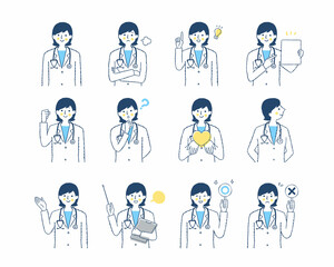 女性医療従事者の表情　バリエーションセット