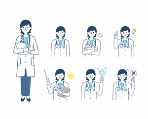 女性医療従事者の表情　バリエーションセット