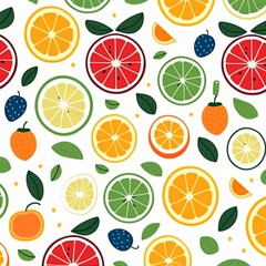Seamless pattern with citrus fruits. Vector illustration in flat style