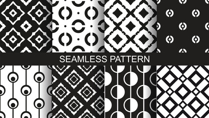 A set of seamless geometric patterns.Vector illustration