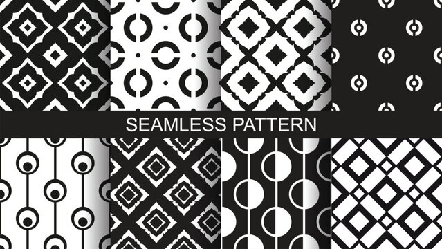A set of seamless  geometric patterns.Vector illustration