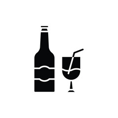 Bottle and glass icon. solid icon