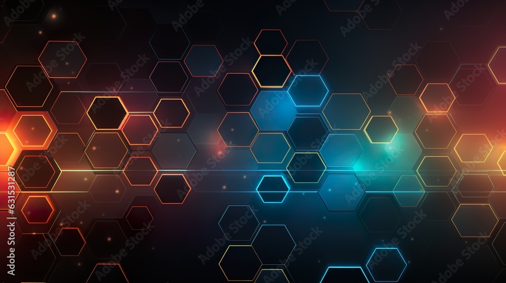 Wall mural abstract technological hexagonal background. 3d rendering watercolor