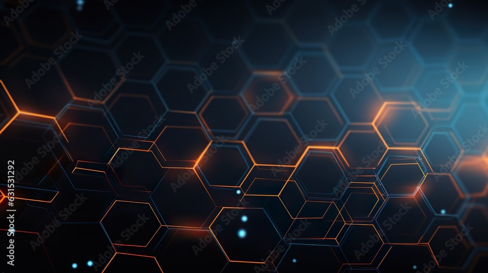 Wall mural abstract technological hexagonal background. 3d rendering watercolor