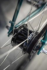 Bicycle wheel close up. Transportation

