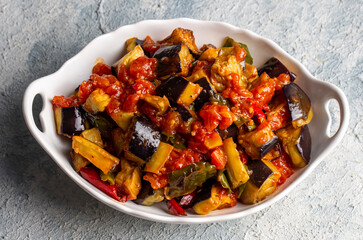 Traditional Turkish food; eggplant meze (Turkish name; saksuka)