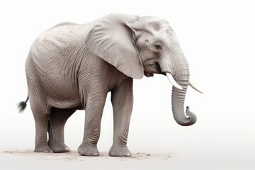 Elefant vor weißem Hintergrund, Generative AI