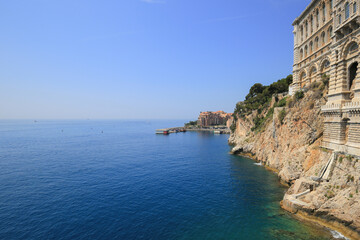 Fototapeta na wymiar View of sea and Oceanographic museum of Monaco