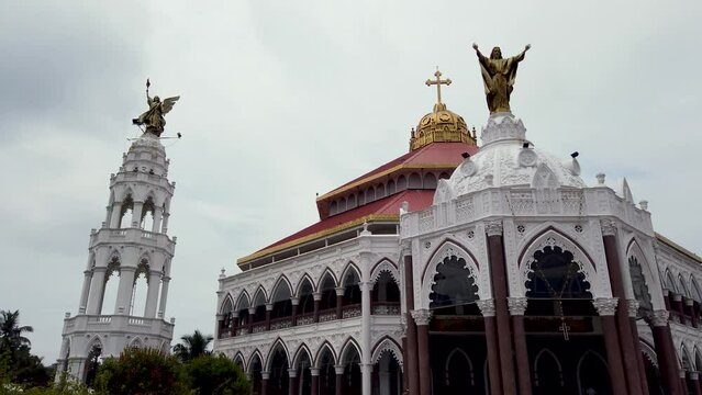  An Enchanting view of the Magnificent 'St. George Forane Church' painted in  white color in Edappally near Kochi city in India.
