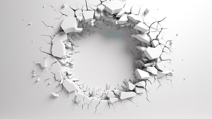 Broken hole white wall texture background fracture - Powered by Adobe
