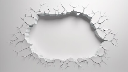 Broken hole white wall texture background fracture - obrazy, fototapety, plakaty