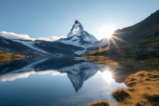 Riffelsee und Matterhorn in den Schweizer Alpen, Generative AI